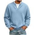 thumbnail image 2 of Men's Long Sleeve Shirts V Neck Fake Two Piece Breathable Tee Shirt Waffle Weave Solid Color Loose Casual Basic Shirts Soft Basic Tops 2026, 2 of 5