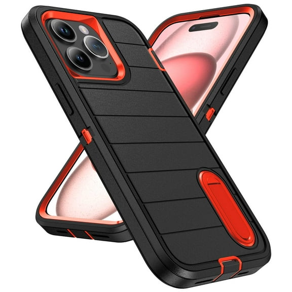 Allytechgroup for iPhone 15 Pro Max Case, [Military Grade Drop Protection] Dropproof Heavy Duty Tough Rugged Shockproof Phone Case for iPhone 15 Pro Max, Black Orange