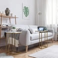 thumbnail image 2 of C Shaped End Table Set of 2, Small Side Table for Sofa and Bed, Couch Tables That Slide Under, Snack Side Table for Living Room, Bedroom, White Faux Marble and Gold, 2 of 8
