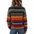 thumbnail image 3 of Womens Rainbow Striped Sweater Button Down Cardigan Sweaters Long Sleeve Knit Open Front Sweaters Pullover Cozy Lightweight Colorful Stripes Sweaters Pullover Loose Fit Warm Outfits, 3 of 4
