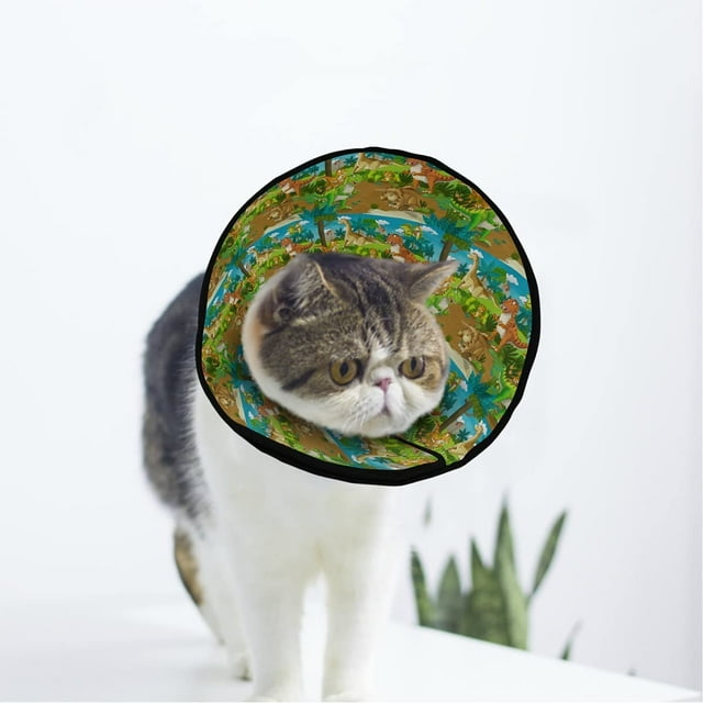 Dinosaur Land Soft Cat Dog Recovery Collar Adjustable Cat Cone Wound Healing Protective After Surgery for Dog Cone Collar