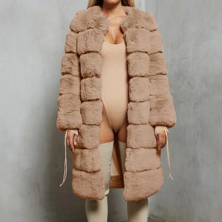 

Inkach Women Plus Size Short Faux Coat Warm Furry Fauxlong Jacket Long Sleeve Outerwear