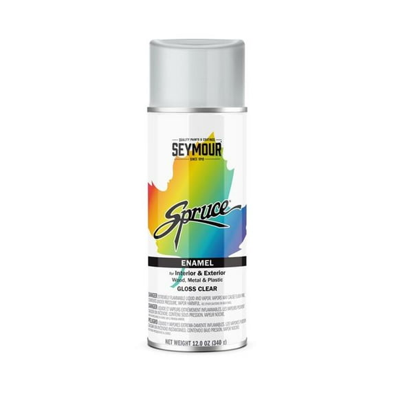 Seymour of Sycamore SEY-98-11 12 oz Spruce Enamel Spray Paint, Gloss Clear