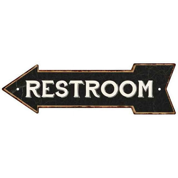 Restroom Left Arrow Vintage Looking Metal Sign 5x17 205170004018