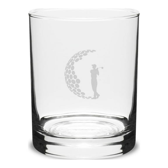 Golfer 14 oz. Deep Etched Double Old Fashion Glass