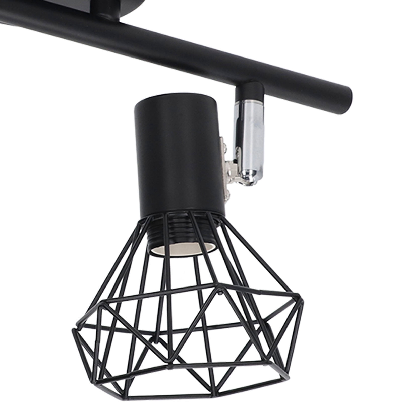 BIMZUC Adjustable 2-Light Track Light Holder, Vintage Metal Cage Ceiling Spot Lighting Fixture, E14 Base, Black