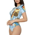 thumbnail image 2 of Balery Women'Sgiraffe Come Out From Zipper Crew Neck Round Neck Short Sleeves Slim Fit Casual Basic Extender Bodysuit Daily Jumpsuit T Shirts-Medium, 2 of 9