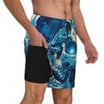 thumbnail image 2 of Sikiie Abstract Blue Skull Print Men's Double Layer Swimming Trunks, Adjustable Waistband and Pockets Sports Swimming Trunks, Beach Swimwear-Large, 2 of 6
