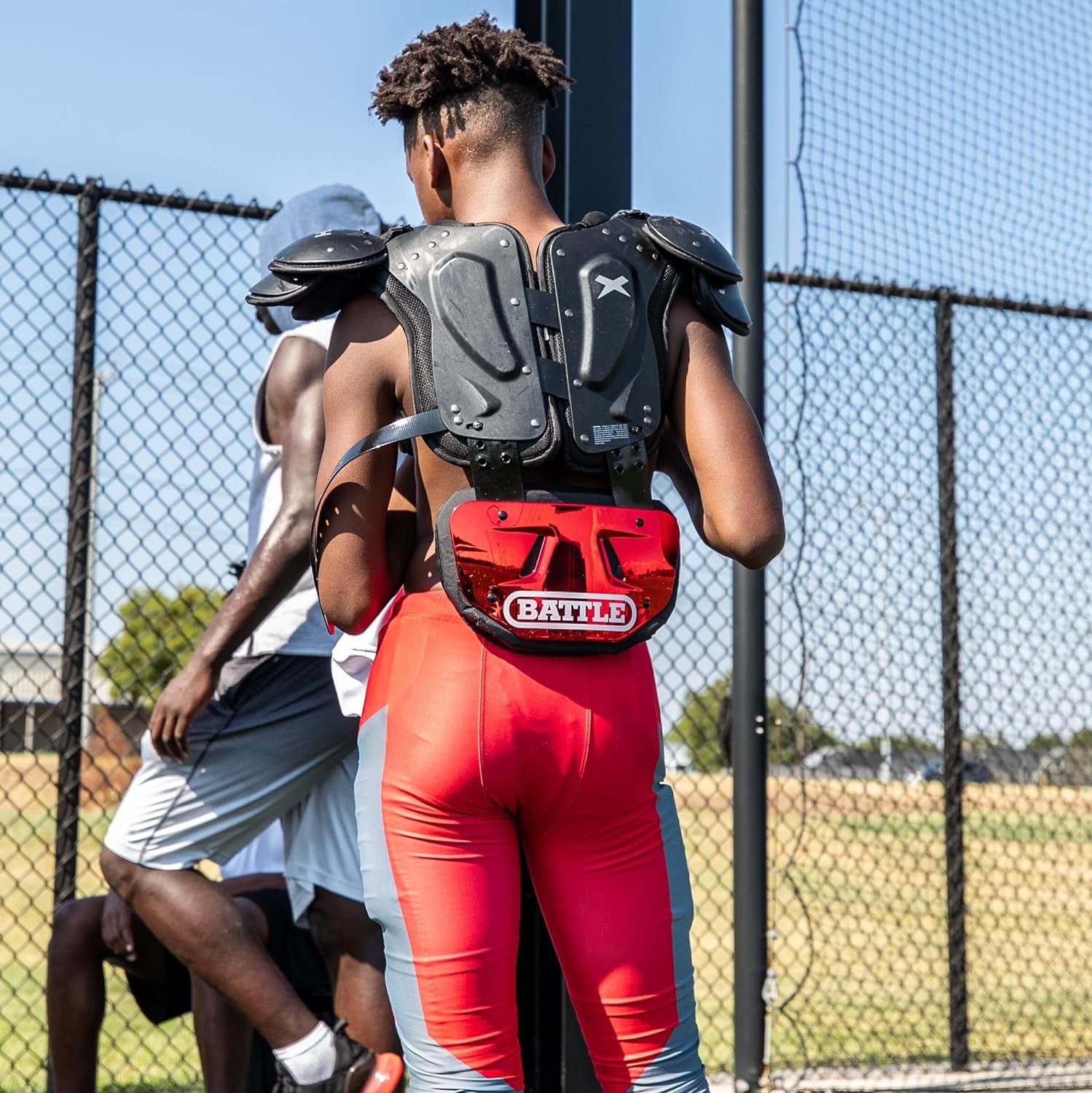 Battle Sports Adult Chrome Protective Football Back Plate - Red