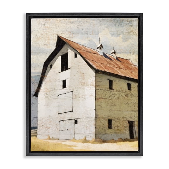 Stupell Industries Farmhouse Rustic Big Barn Red Black Floating Frame Canvas Art, 17 x 21, by Susan Jill