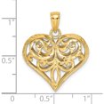 thumbnail image 3 of 14K Yellow Gold 3-D Diamond-Cut Filigree Puffed Heart Charm (26.7 X 23.1) Made In United States k7115, 3 of 5