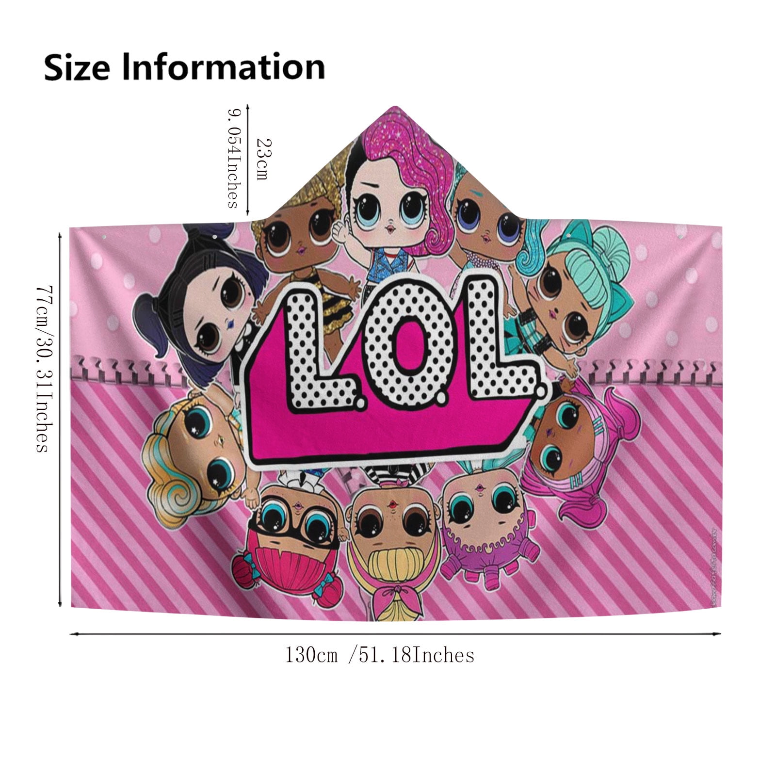 LOL Surprise Hooded Kids Beach Towels Bath Hat Toddler Microfiber Swim Cover-ups Poncho Absorbent Pool Wrap