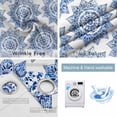 thumbnail image 4 of Blue Geometric Blackout Curtains for Bedroom/Living Room, Thermal Insulated Kitchen Curtains, Watercolor Blue Floral Ethnic Modern Grommet Darkening Window Treatment Drapes 52"x72"x2, 4 of 8