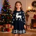 thumbnail image 2 of Posijego Girls Christmas Sweater Dress Cartoon Printed Long Sleeve Crew Neck Knit Casual Cute Dresses, 2 of 5