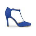 thumbnail image 3 of BLISSFUL STEP Women's Shoes Round Toe Stiletto Heel T-Strap Sandals Deep Blue 5.5, 3 of 7