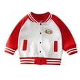thumbnail image 1 of Liyamei Manteau à Manches Longues pour Garçons et Filles, Veste de Baseball Patchwork Rouge 3-4 Ans, 1 of 5
