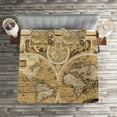 thumbnail image 2 of Ambesonne Wanderlust Quilted Coverlet 3 Pcs, Accurate Map of World, King Size, Pale Brown Black Brown, 2 of 2