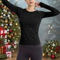 thumbnail image 6 of Workout Shirts for Women Long Sleeve Yoga Tops Sports Running Shirt Tight Athletic Top Slim Fit (S, Black), 6 of 8