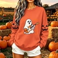 thumbnail image 6 of TKLPEHG Halloween Sweatshirts for Women Cute Guitar Ghost Graphic Fall Sweatshirt Fashion Crewneck Long Sleeve Casual Vintage Pullover (Orange,L), 6 of 8