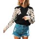 thumbnail image 1 of Suéteres de mujer Casual Leopard Print Patchwork manga larga de punto Jumper Cropped Jumper Tops TUNC Sencillez, 1 of 5