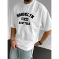 thumbnail image 1 of T-Shirt Graphique à Manches Courtes Décontracté pour Hommes Brooklyn New York Letter Print, 1 of 4