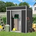 thumbnail image 4 of SOLAURA 6'x4' Outdoor Metal Storage Shed Garden Tool Shed with Sliding Double Door and Single Sloping Roof - Gray, 4 of 4