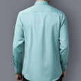 thumbnail image 4 of Camisas ajustadas informales de manga larga para hombre Camisa de vestir con botones sólidos Camisas con cuello vuelto, 4 of 4