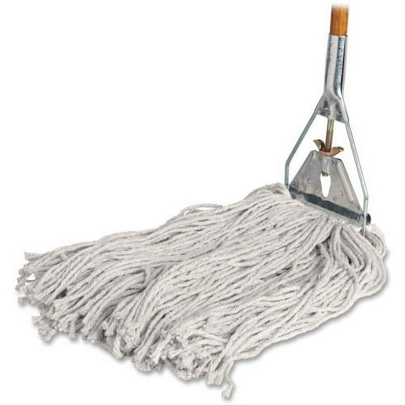Genuine Joe Wood Handle Complete Wet Mop 60" x 0.94" Cotton Head Wood Handle - Lightweight - 1 Each