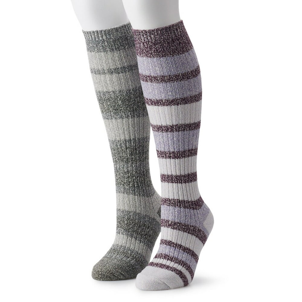 Women's Columbia 2 Pack Striped Knee High Socks Purple - Walmart.com ...