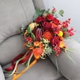 thumbnail image 3 of Ramo de flores de boda Always Blossom para novia, dama de honor, niña de las flores Rojo naranja, 3 of 9