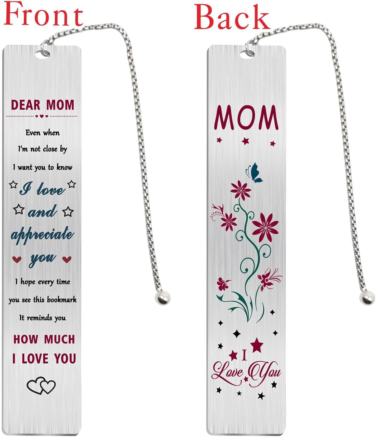 Mothers Day Bookmark Gifts for Mom, Happy Birthday Mom Bookmark, I Love My Mom Gifts from Daughter Son, Thank You Mother Present for Women