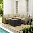 thumbnail image 2 of Afuera Living 4-Piece Wicker / Rattan Fire Pit Sectional Set in Sand/Brown, 2 of 8