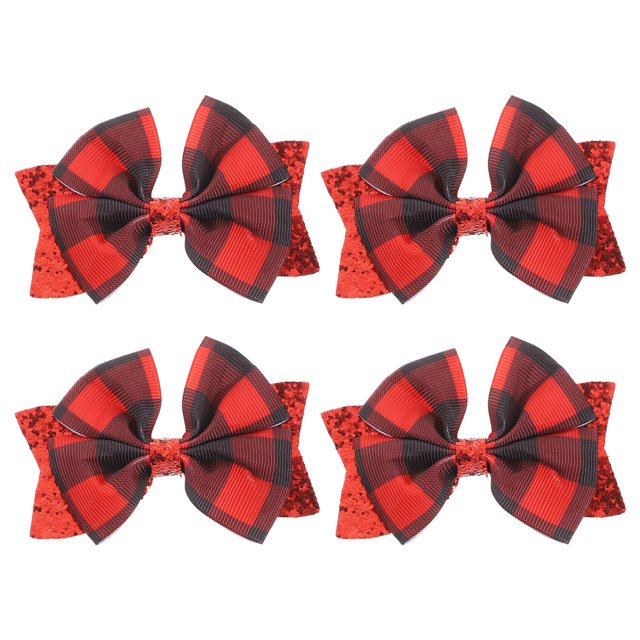 4 Uds. Pinzas para el pelo con lazo, pinzas para el pelo con lazos pequeños, accesorios para el cabello para mujer, pinzas para el pelo bonitas, pinzas para el pelo a cuadros