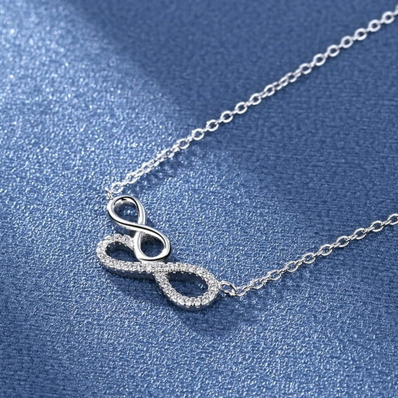 Sterling Silver Double Infinity Pendant Necklace with crystals from Swarovski