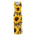 thumbnail image 4 of Robes d'Été pour Femmes Tendance Sans Manches Taille Haute Bohème Côtelée à Cordon Robe Soleil Froncée Aguichant Fente Haute Robe Maxi, 4 of 5