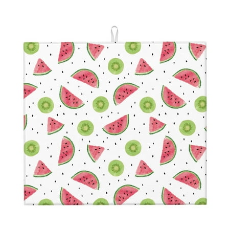 

Pofeuu Watermelon And Kiwi Print Ultra Water Absorbent Microfiber Dish Drying Mat Drying Mat for Kitchen Kitchen Counter Accessories
