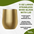 thumbnail image 3 of Stemless Wine Glass Tumblers with Lids by Largo 11 oz. Set of 6, Bulk Pack - Perfect for Wine, Cocktails, Other Hot & Cold Beverages - Gold, 3 of 5