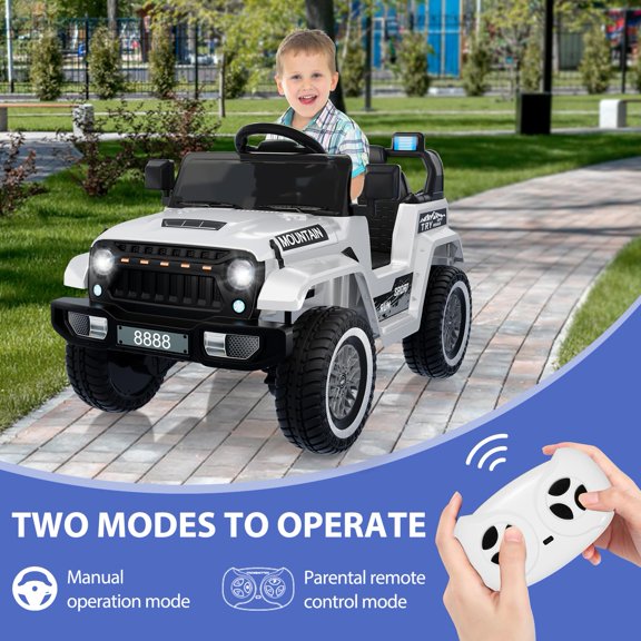 Accreate Kids 12V Battery Ride-On Truck, Remote Controlled, 3 Speeds, Spring Suspension, LED Headlights, Music, MP3, AUX, USB, Soft Start, Ages 3 , 66 lbs Max Load