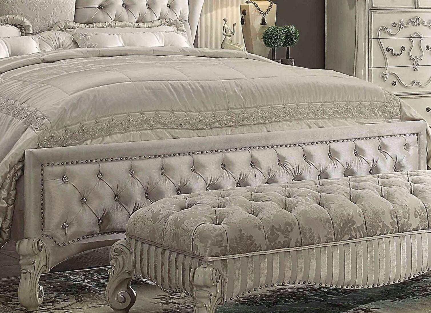 Acme Furniture 21127EK Versailles Ivory Velvet & Bone White King Bedroom Set 3Pc - image 5 of 9