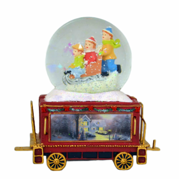 The Bradford Exchange Wonderland Express Miniature Snow Globe Collection: Snow Day Christmas Decoration by Thomas Kinkade Issue #12