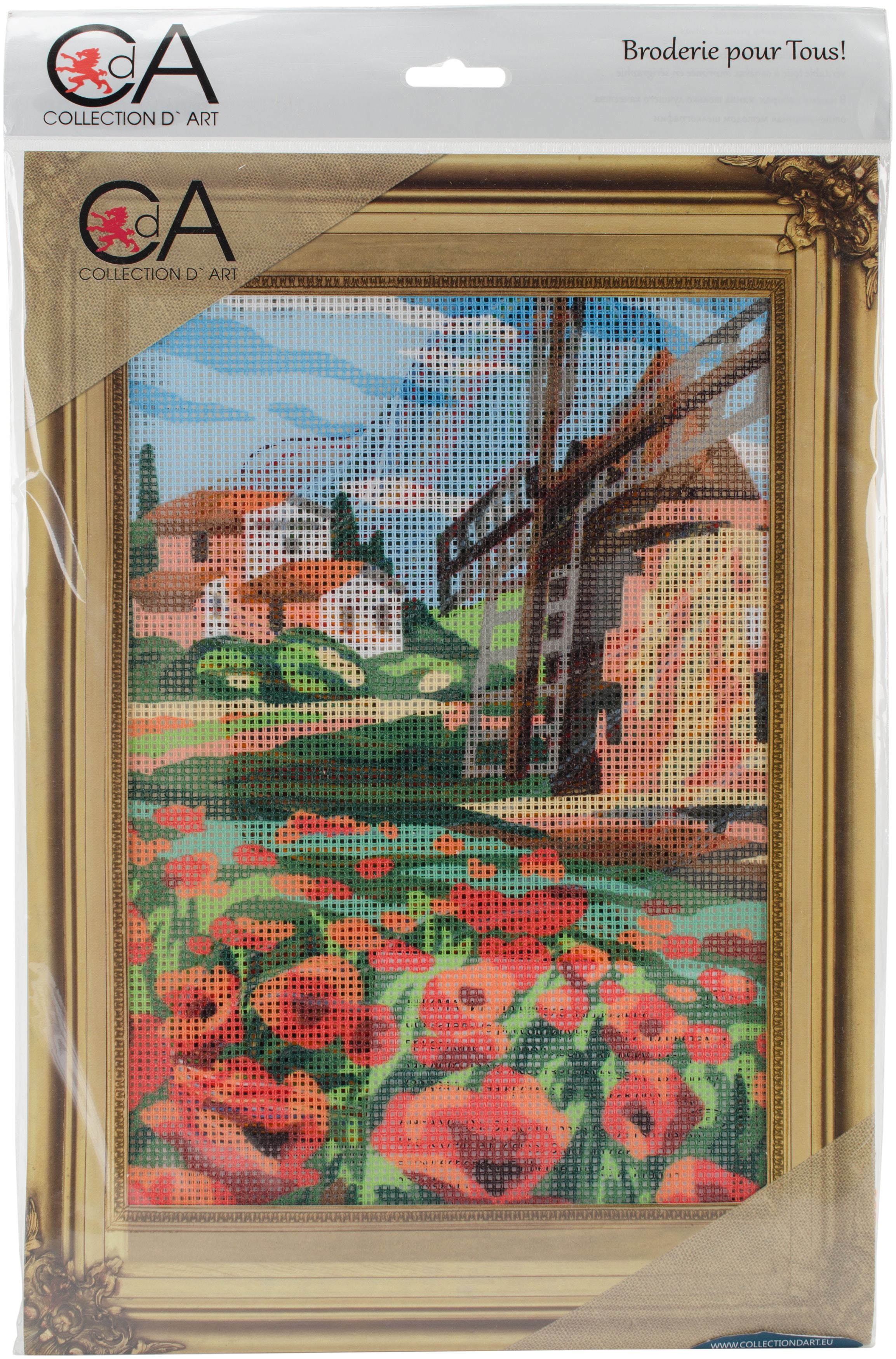 Collection D'Art Stamped Needlepoint Kit 38X24cmWindmill And Poppies
