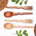 thumbnail image 3 of Wood Cooking Spoonsl, Salad Mixing Dinner Fork and Spoon, Home Kitchen Food Mixing Utensil, 3 of 7