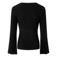 thumbnail image 5 of zaveiop Women's Long Sleeve Bodysuit Tops Wrap V Neck Ribbed Knit Jumpsuit (Black, S), 5 of 9