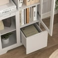 thumbnail image 6 of imerelez Wooden Floor Cabinet with 2 Glass Doors and Storage Space for Living Room, Bathroom, Entryway (White), 6 of 7