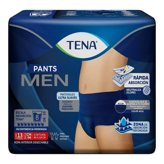 Ropa Interior desechable Tena Hombre Talla Chica/Mediano 13pzas
