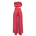 thumbnail image 2 of Riforla Women's Stylish Casual Solid Color Personality Strapless Pantsuit Sets for Women 2 Pieces Red XXL, 2 of 6