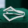 thumbnail image 4 of Silvago Jewel White Gold Over 14K Silver Diamond Ring - Brilliant 1 Ct Round Cut Diamond Rings for Her - Single Prong Chevron Genuine Diamond Rings for Her - V Shape Diamond Rings for Women's, 4 of 9