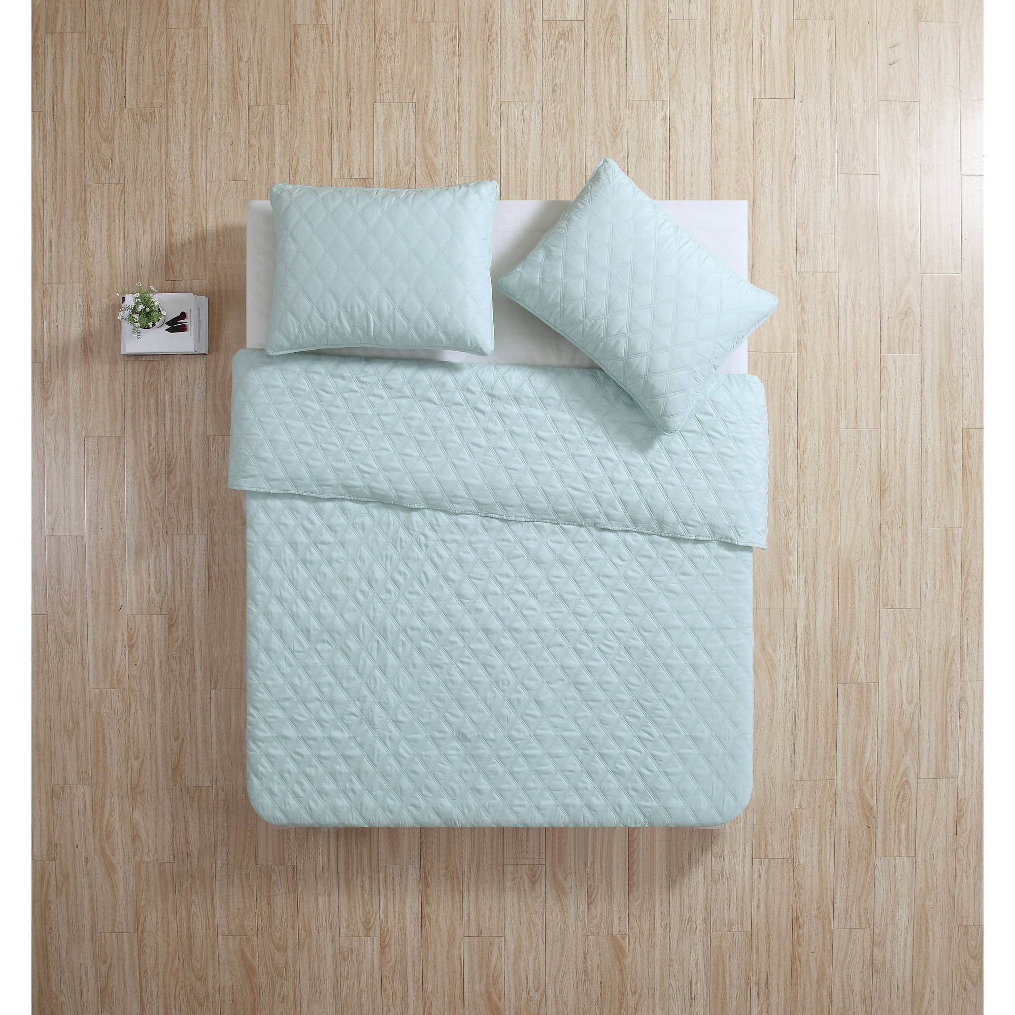 King VCNY Home Buckingham Coverlet with 2 Pillow Shams Set Aqua