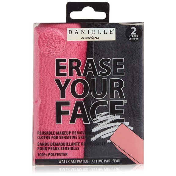 ERASE YOUR FACE Paño desmaquillante reutilizable rosa/negro paquete de 2