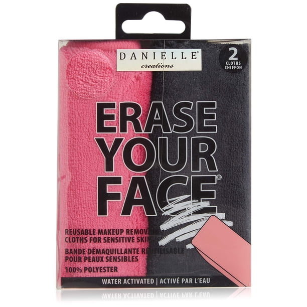 ERASE YOUR FACE Paño desmaquillante reutilizable rosa/negro paquete de 2